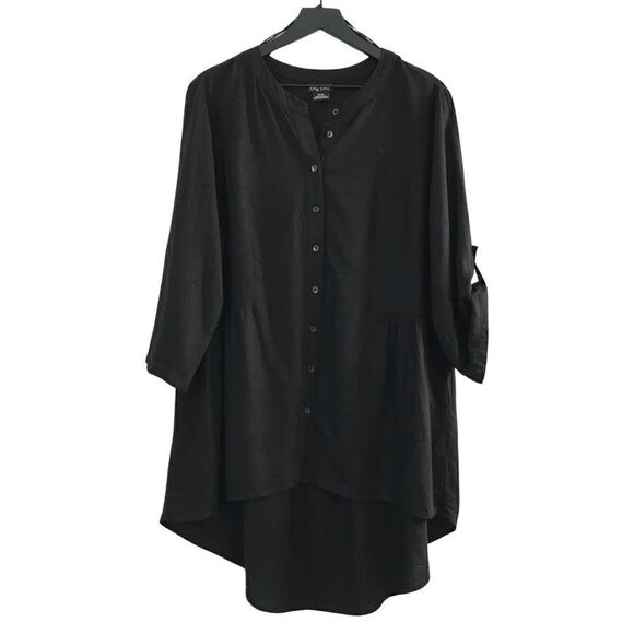 City Chic Linen Safari Button Down Top Blouse - Picture 2 of 12